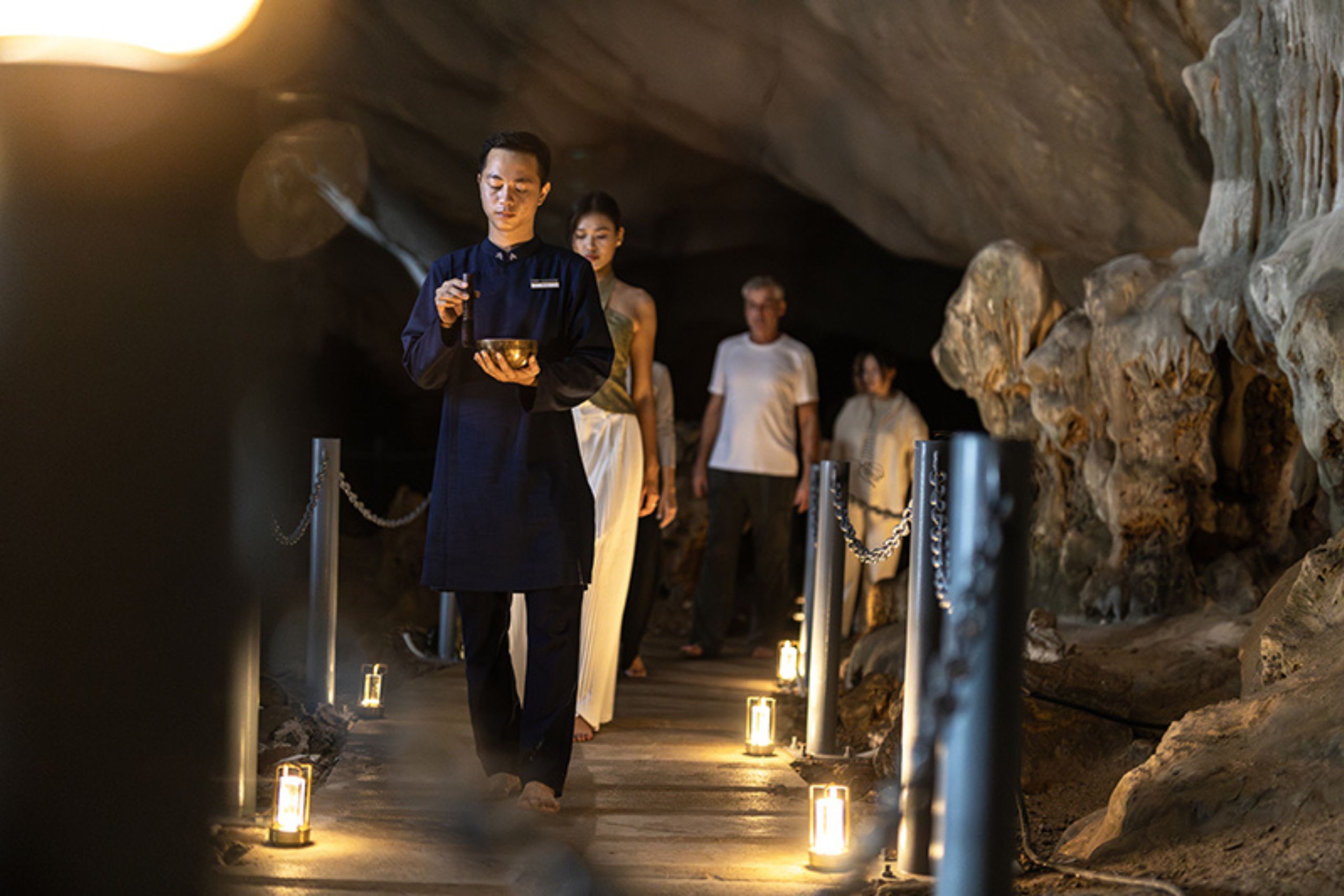 Mindful walk in Tien Ong Cave, Halong Bay